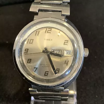 WORKS! Vintage Mens Manual Wind Up Wristwatch- Timex Automatic Day Date • $35