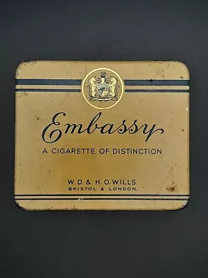 Vintage Embassy  A Cigarette Of Distinction  Tin (empty) - WD & HO Wills London • $11.49