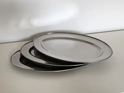 £7.99 • Buy 3 X Stainless Steel Serving Tray/Serving Platters/Buffet/Party/Canapes/Wedding