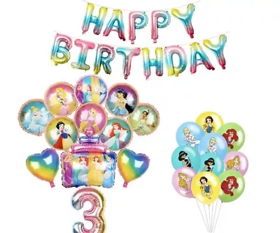 Princess 3rd Birthday Girls 12 Piece Balloon Set Party Decorations Age 3 Kids • £4.99