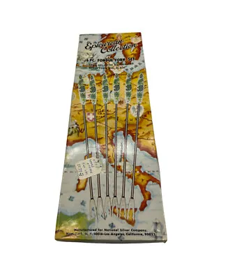 Vintage Epicurean Collection 6 Pc Fondue Fork Set #E6622 Stainless Melamine MCM • $18.97
