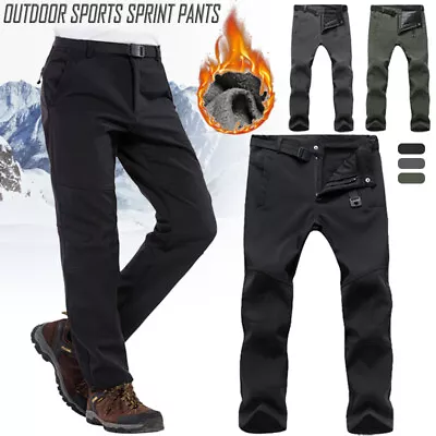 Mens Hiking Pants Windproof Waterproof Trousers Thermal Fleece Winter Outdoor • £16.04