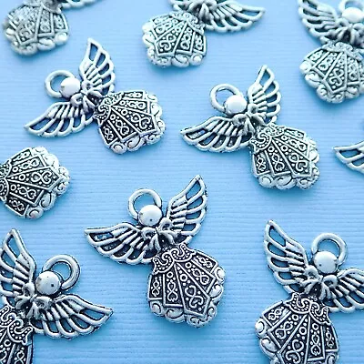 10 Tibetan Silver Angel Charms Pendants Antique Silver • £2.45