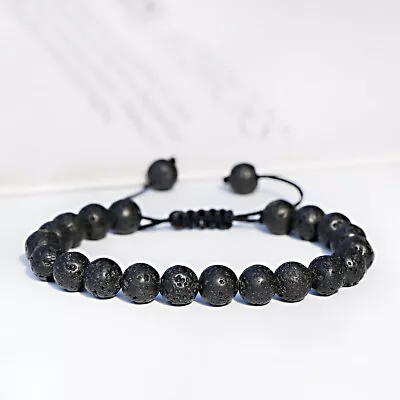 Men Women 8mm Natural Gemstones Braided Macrame Beads Bracelet Adjust Handmade • $5.99