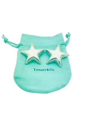 Tiffany & Co. Sterling Silver Mexico Puffed Star Clip On Earrings - Pouch • $134.99