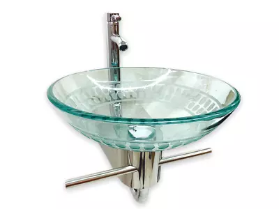 Modern Handmade Bathroom Vanity Wall Mounted  Pedestal Glass Vessel Sink  Combo • $339