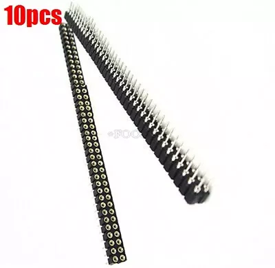 10Pcs Double Row 40Pin 2.54MM Round Female Pin Header Gold Plated Machined Xb • $6.89