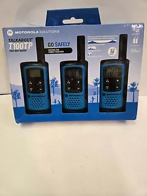 Motorola Talkabout T100TP Two Way Radio 22 Channel Walkie Talkie 16 Miles 3 Pack • $55.96