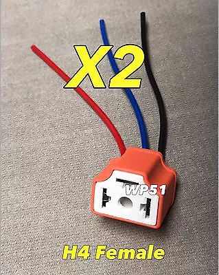 2x H4 9003 HB2 3 Prong Bulb Ceramic Socket Plug Connector Harness LED Adapter • $9