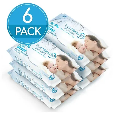 Trust Mama Water Wipes Natural Baby Nappy Wipes Chemical Free 6 Packs(360 Wipes) • £12.99