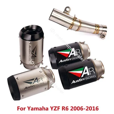 For Yamaha YZF R6 2006-2016 Exhaust System Carbon Fiber Muffler Mid Pipe Slip On • $130.49