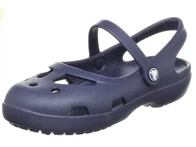 £13.75 • Buy Crocs Navy Blue Classic Mary Jane Shoes Clogs ‘Shayna’ Slip On Girl’s Size C9