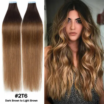CLEARANCE Tape In 100% Real Remy Human Hair Extensions Skin Weft Full Head 200G • $42.11
