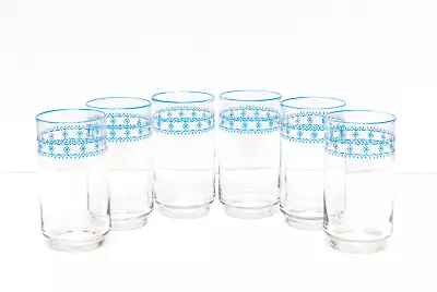 Vintage Corelle Livingware Snowflake Garland Six Tumblers Drinking Glasses NICE • $34