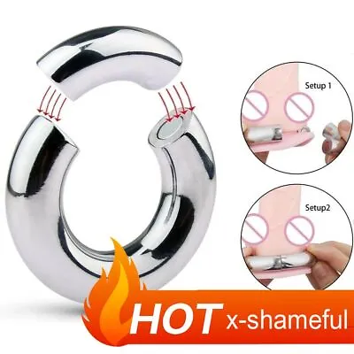 Stainless Steel Heavy Duty Male Magnetic Ball Scrotum Stretcher Lock Ring Delay • $16.82
