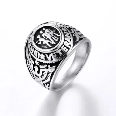 Vintage America Eagle US Army Ring Stainless Steel United States Veteran Ring • $11.98