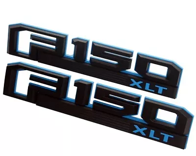 2x Custom Blue F-1-5-0 XLT Emblems Fender Decal Badge 3D Nameplate FL3Z16720E • $28.99