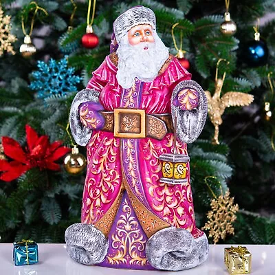 Wooden Hand Carved Russian Santa Claus Figurine 14  Home Christmas Holiday Decor • $445