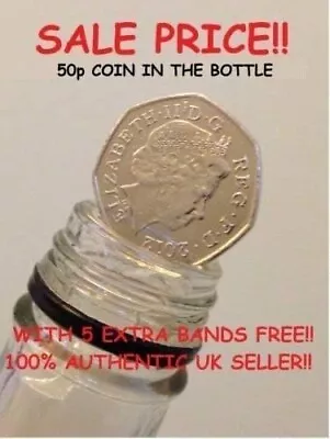 50p Coin In Bottle Magic Trick / Folding Coin Magic Game 50 Pence • £8.99