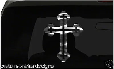 Christian Cross Sticker Jesus Religious S2 All Chrome And Regular Vinyl Colors • $4.95