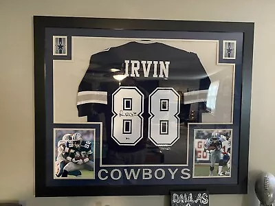 Michael Irvin Autographed & Framed Blue Dallas Cowboys Jersey Auto  • $599