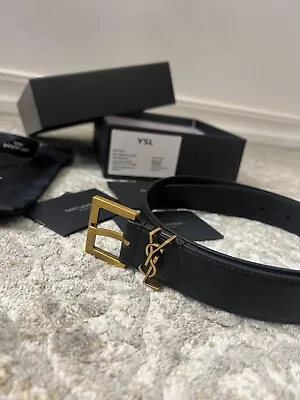 Saint Laurent YSL Leather Belt Size 80cm Gold • £210