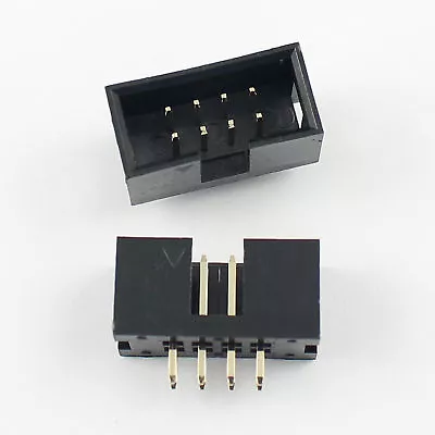 100Pcs 2.54mm 2x4 Pin 8 Pin Straight Male Shrouded PCB Box Header IDC Socket • $15.99