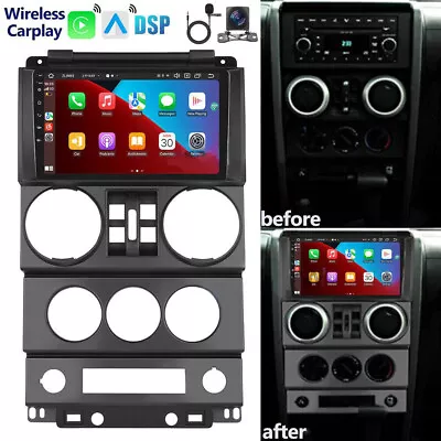 Car Stereo Radio For Jeep Wrangler Jk 4-Door 2007-2012 Android 13 Apple Carplay • $168.90