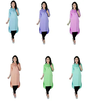 $58.96 • Buy Indian Women Long Kurti Wedding Wear Kurti With Pajama Set Dress Multi Color