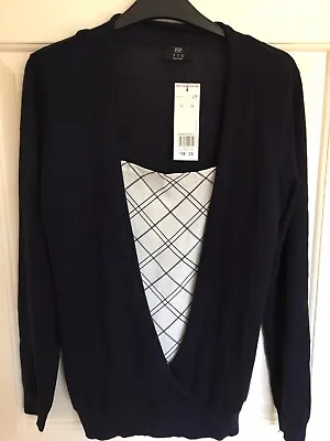 £9.99 • Buy BNWT F&F Fine Knit Style Wrap Over Cardigan With Cami - Navy Size 10