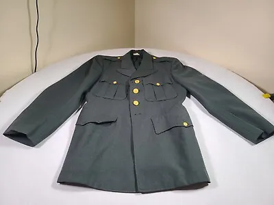 Vintage US Army Issue Pea Coat Mens 38S Green Class 3 Wool USA Full Dress Jacket • $25.30