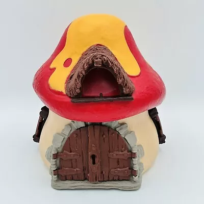 Vintage 1976 PVC Smurf Peyo Schleich Mushroom Toadstool House - Incomplete • $24.99