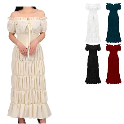 Womens Renaissance Dress Medieval Lady Smocked Gypsy Tank Dress Halloween Dress • $29.99