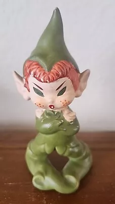 Vintage Green Pixie Elf Figurine Ceramic  • $10