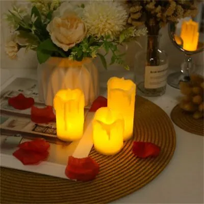 £5.02 • Buy 3PCS Battery Power LED Flameless Flickering Wax Candles Pillar Home Decoration