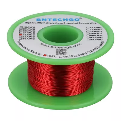 BNTECHGO 26 AWG Enameled Copper Magnet Wire - 4 Oz - 0.0157  Red • $16.49