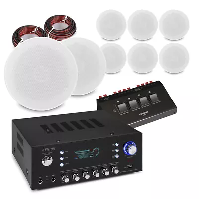 Bluetooth Ceiling Speaker & Amplifier Set 4-Way Multiroom Home Audio (8x ESCS5) • £389