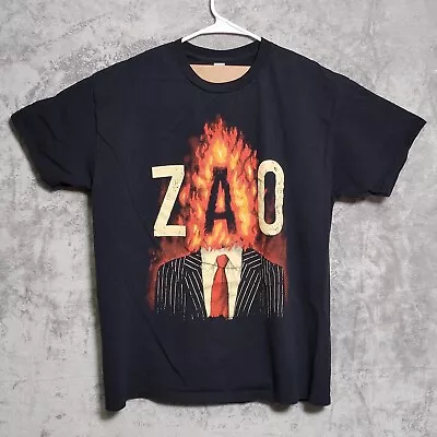 ZAO Parade Of Chaos Band T-Shirt Size Large Mens Black Fire Spell Out Tee • $29.99
