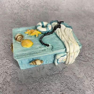 Vintage Coastal Nautical Porcelain Jewellery Trinket Box • £9.99