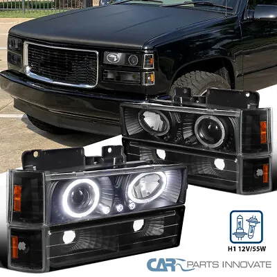 Fits 94-98 GMC C10 C/K Sierra Suburban Black Projector Headlights+Corner+Bumper • $87.25