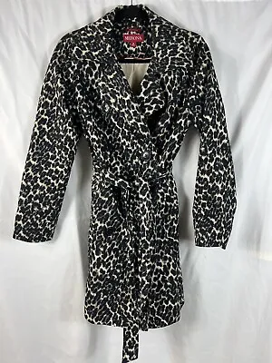 Merona Women's Cheetah Leopard Print Water Repellent Size Medium Trench Coat • $19.99
