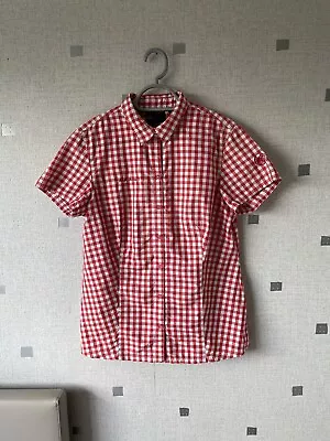 MAMMUT Women’s Red Checkered Button Up Short Sleeve Activewear Shirt Size L • £5