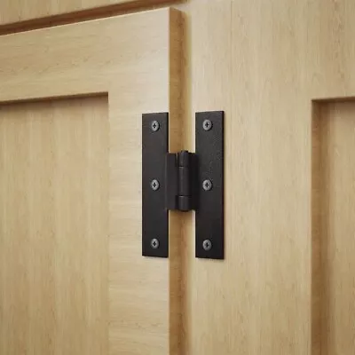 Black Offset H Hinges 3.5  H Wrought Iron Kitchen Cabinet Hinges Rust Resistant • £9.49