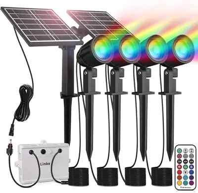 Linke Solar Spot Lights Outdoor Garden 4 In 1 Colour Changing Led Rgb 4 1  • £54.89