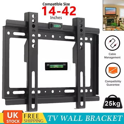 TV Wall Bracket Mount Slim Flat 3D LCD LED Plasma For 14 26 27 32 37 40 42 Inch • £6.29