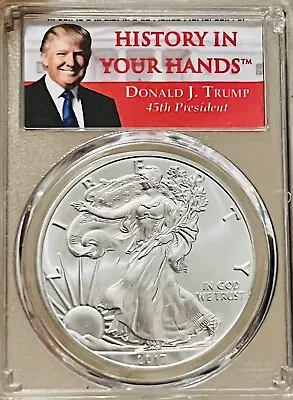 2017 American Silver Eagle PCGS-MS 70 FIRST STRIKE D.J. TRUMP🔥 • $115