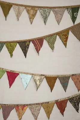 Indian Vintage Silk Sari Bunting Boho Garland Tea Party Banners X Mas Home Decor • $358.29