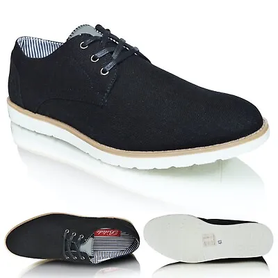 Mens Casual Shoes Canvas Summer Formal Shoes Lace Up Smart Dress Oxfords UK Size • £16.90