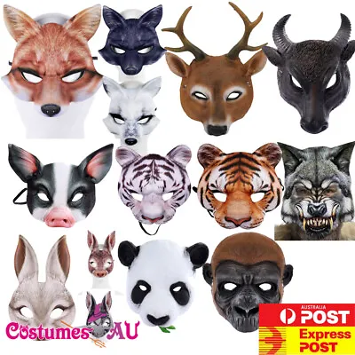 One Size Masquerade Animal Face Mask Farm Book Week Zoo Party Costume Halloween • $8.54
