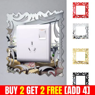 Colored Mirror Acrylic Light Switch Surround Wall Sticker Cover Frame Decor DIY • £1.99